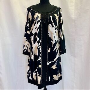 STYLE & Co. Black tan Ivory silver beaded detail dress size 1X